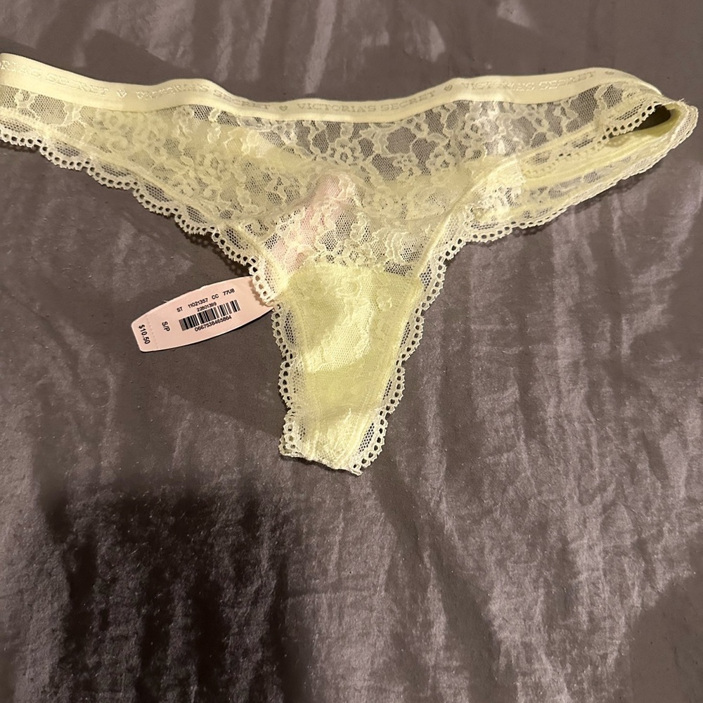 Yellow lace thong